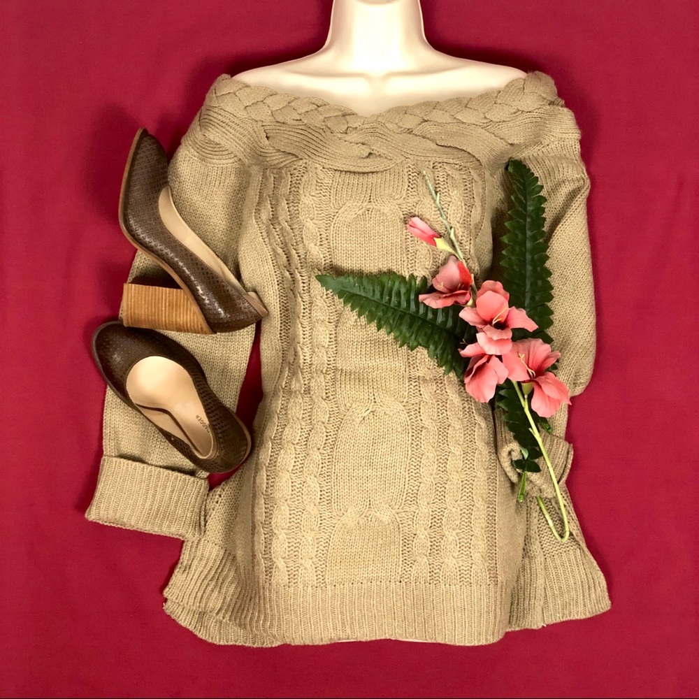 Off the shoulder knit sweater